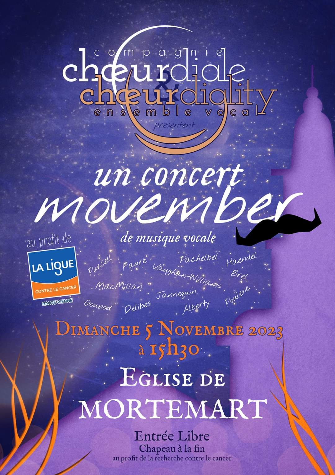 Concert en l’Eglise de Mortemart le 5 novembre à 15h30