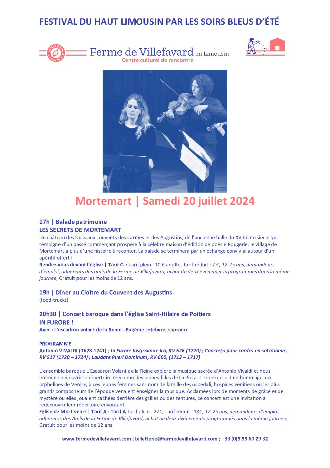 Mortemart accueille le Festival du Haut-Limousin le samedi 20 Juillet