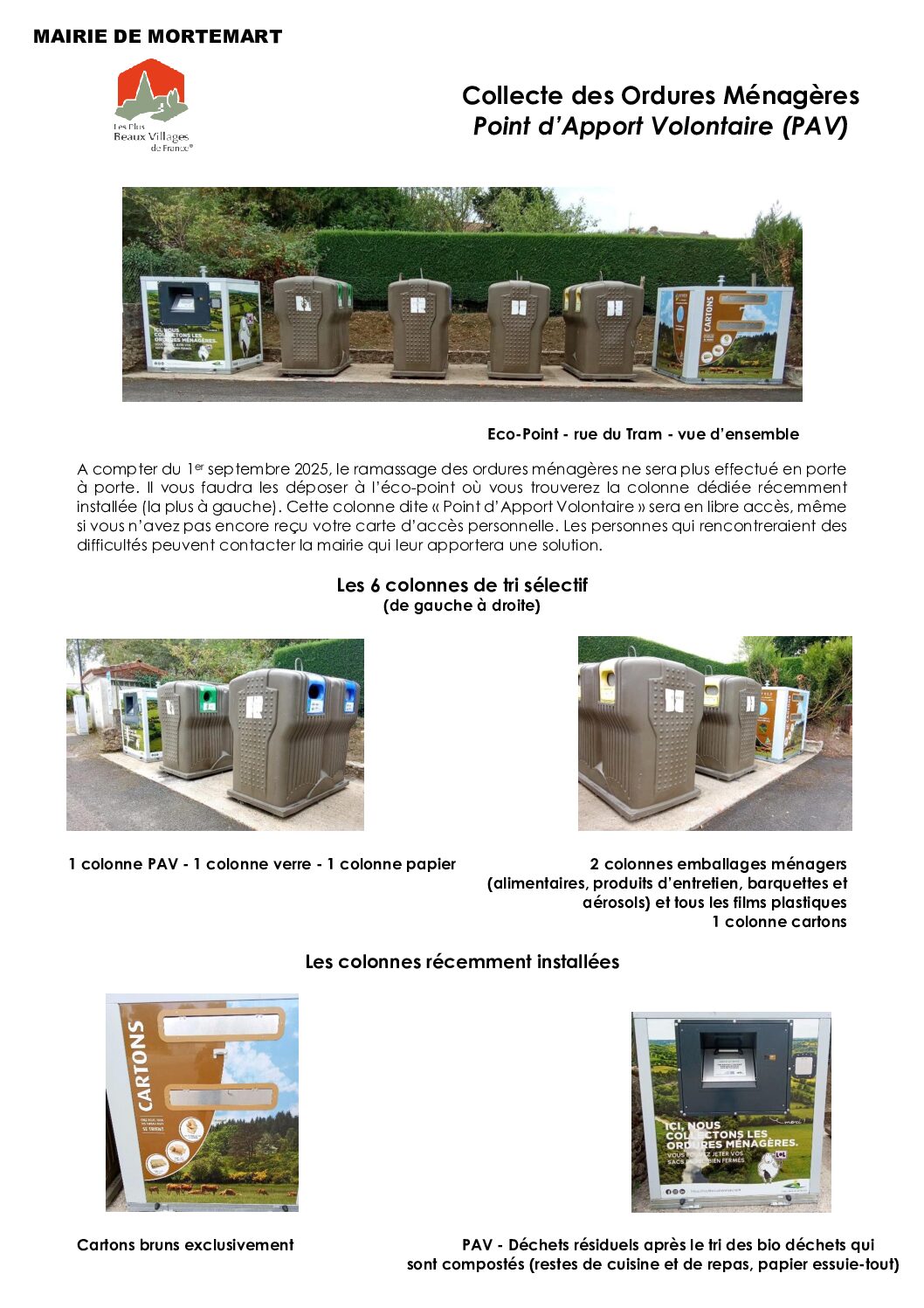 Collecte des ordures ménagères – Point d’apport volontaire